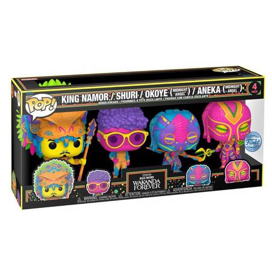 POP MARVEL: BLACK PANTHER WAKANDA FOREVER S2 - 4PK (BLACKLIGHT) 69148