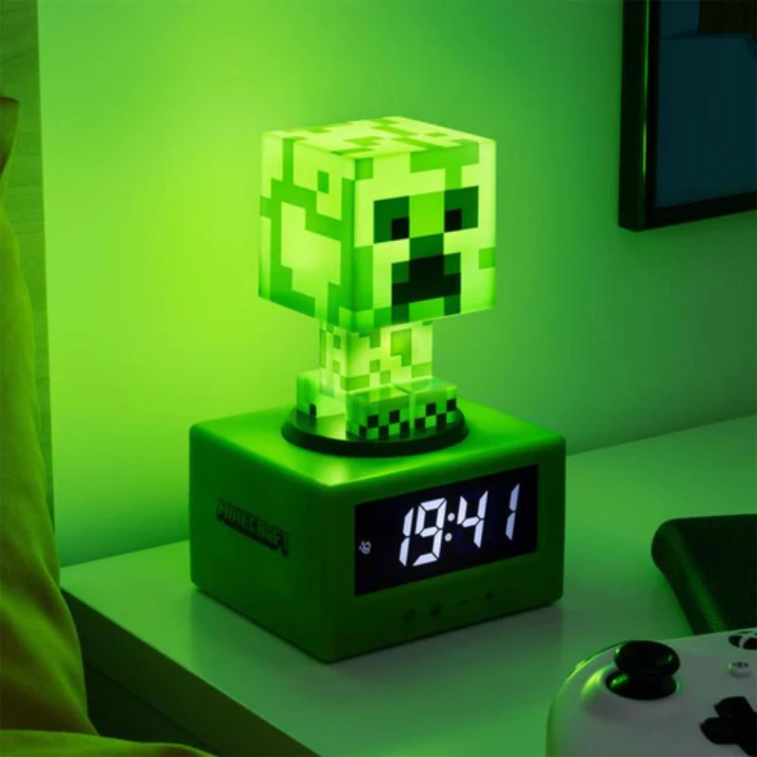 LÁMPARA RELOJ ALARMA CREEPER MINECRAFT PALADONE